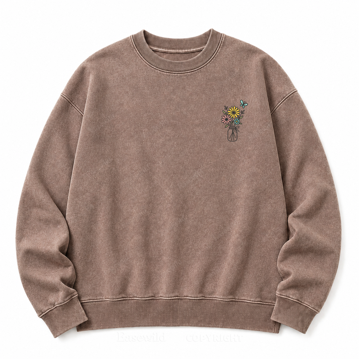 She Is Mom Floral Washed Graphic Sweatshirt