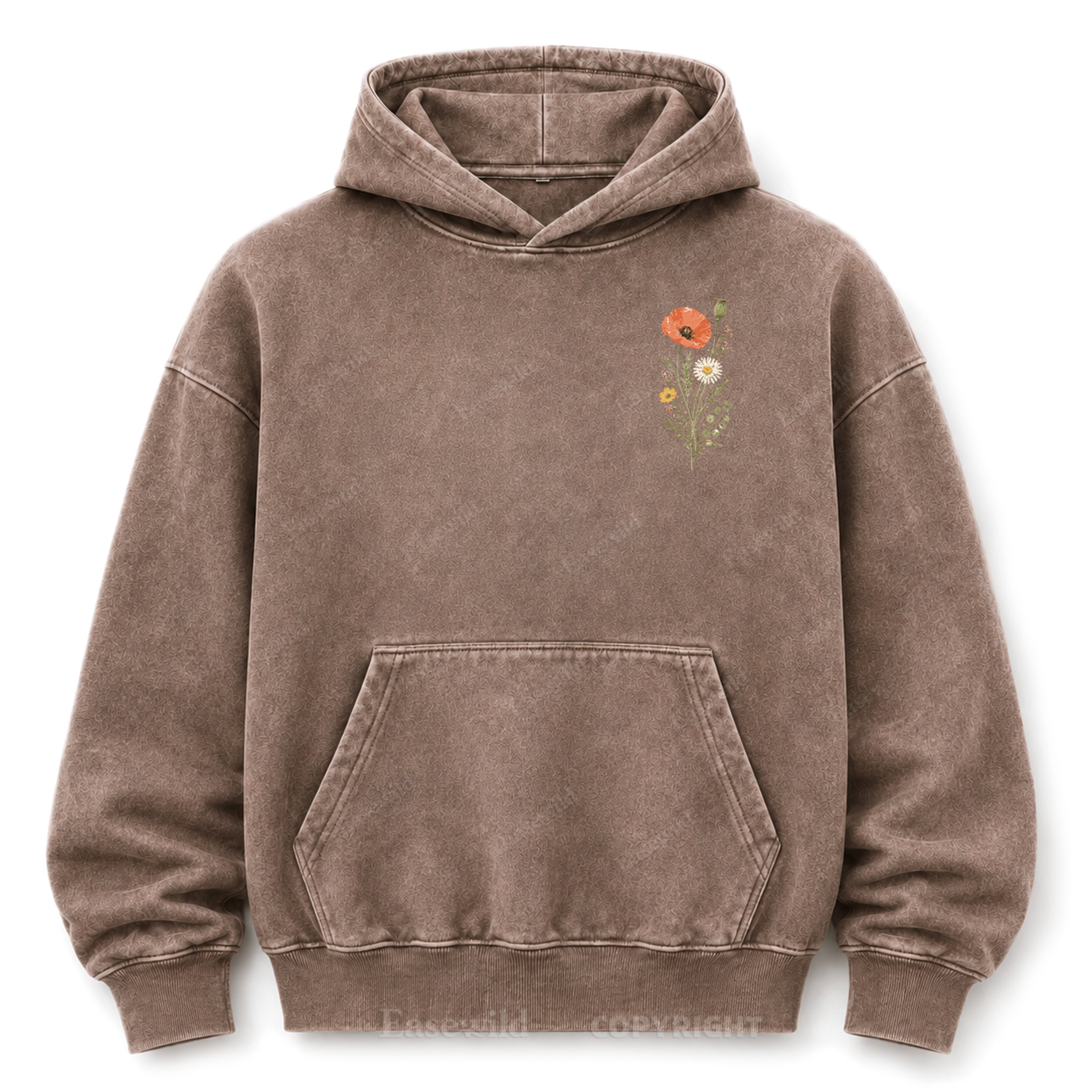 Wild Flower Minimal Floral Washed Graphic Hoodie