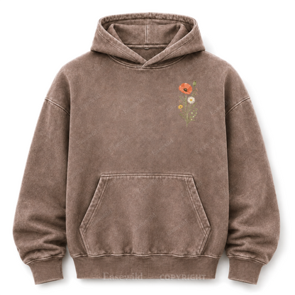 Wild Flower Minimal Floral Washed Graphic Hoodie