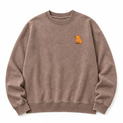 Nothing Urgent Here – Cozy Capybara Washed Sweatshirts