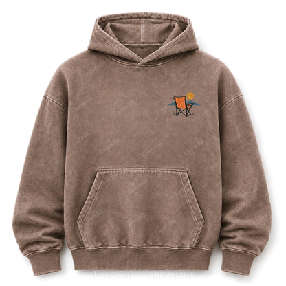 Vintage Camping Sunset Back Print Washed Graphic Hoodie