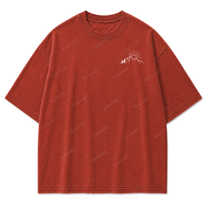 Take Me Outside Minimalist Mountain Washed Print Tee