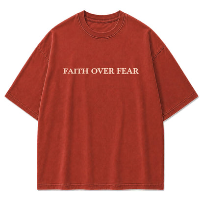 Faith Over Fear Oversized Christian Graphic Tee