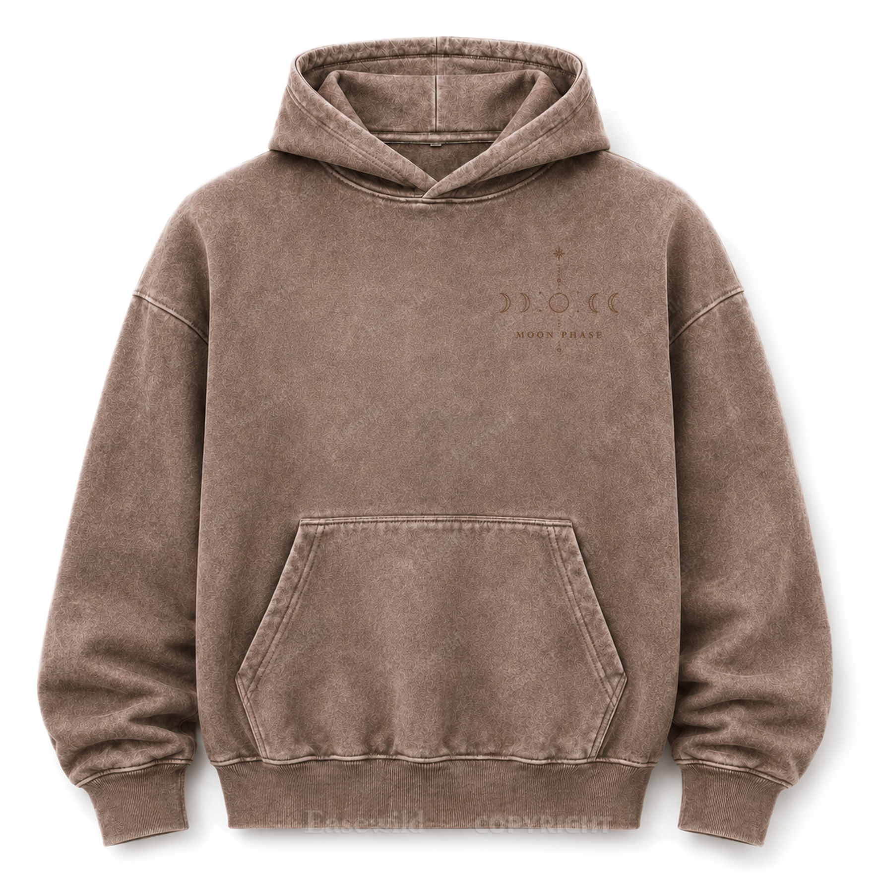 Hoodie mit Mondphasen-Himmelsgrafik und Washed-Effekt