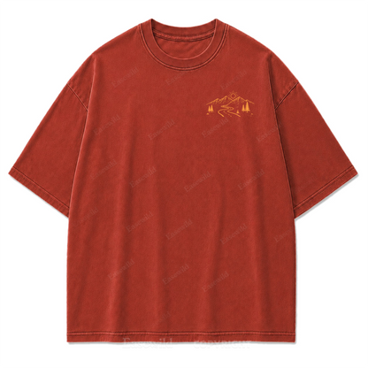 Take the Long Way Mountain Washed Print Tee