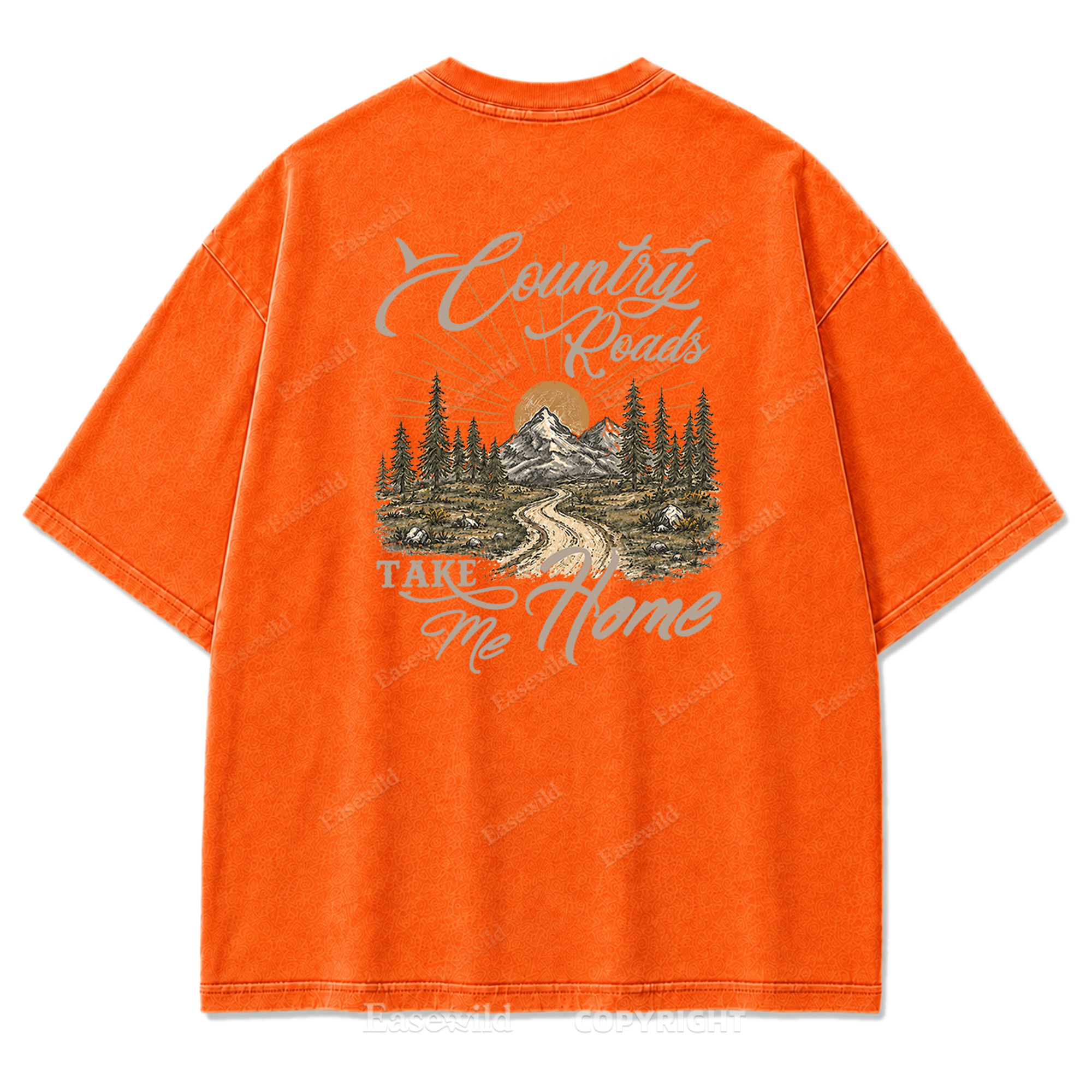 Country Roads Take Me Home T-Shirt mit Washed Print