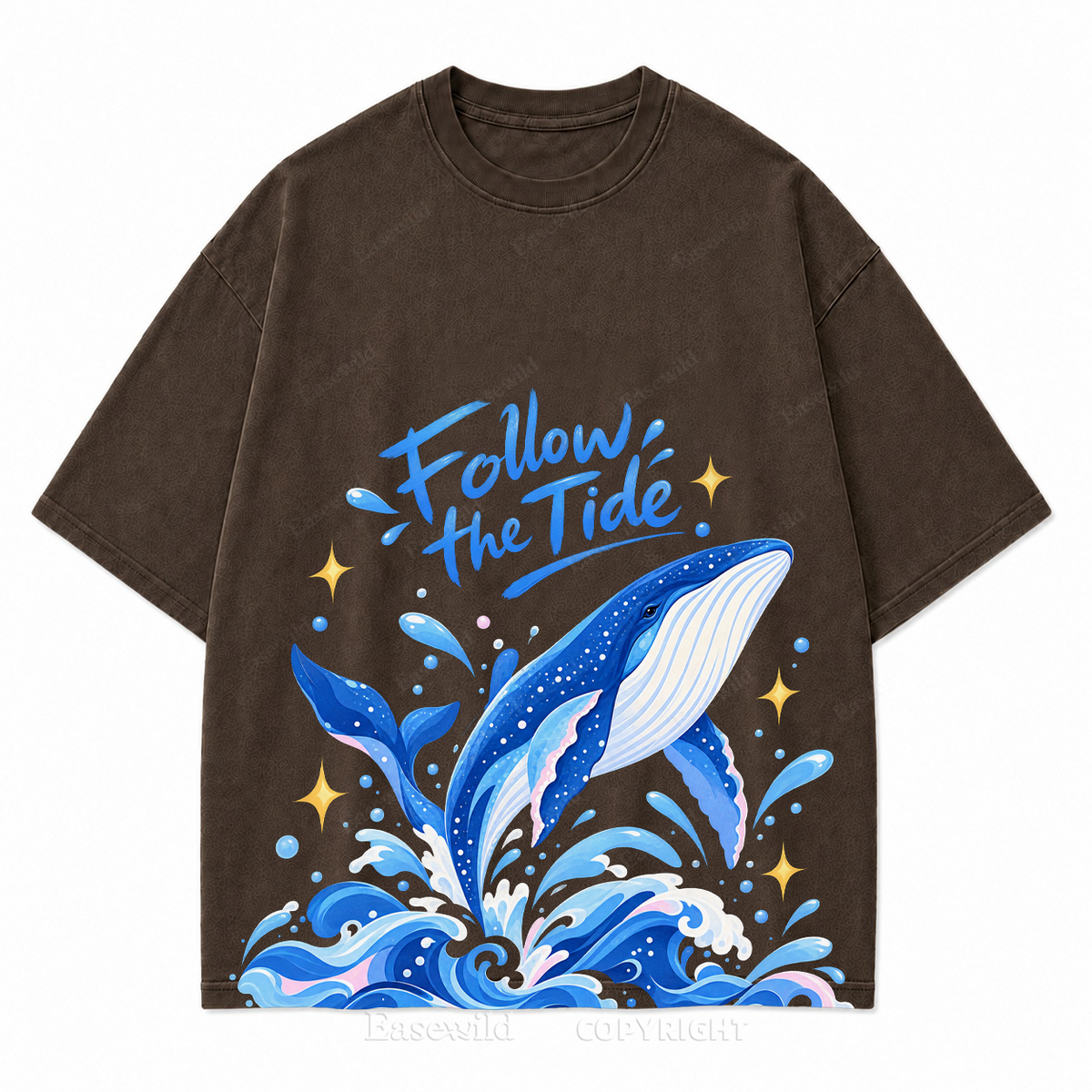 "Follow the Tide" Whale & Ocean Washed Graphic T-Shirt