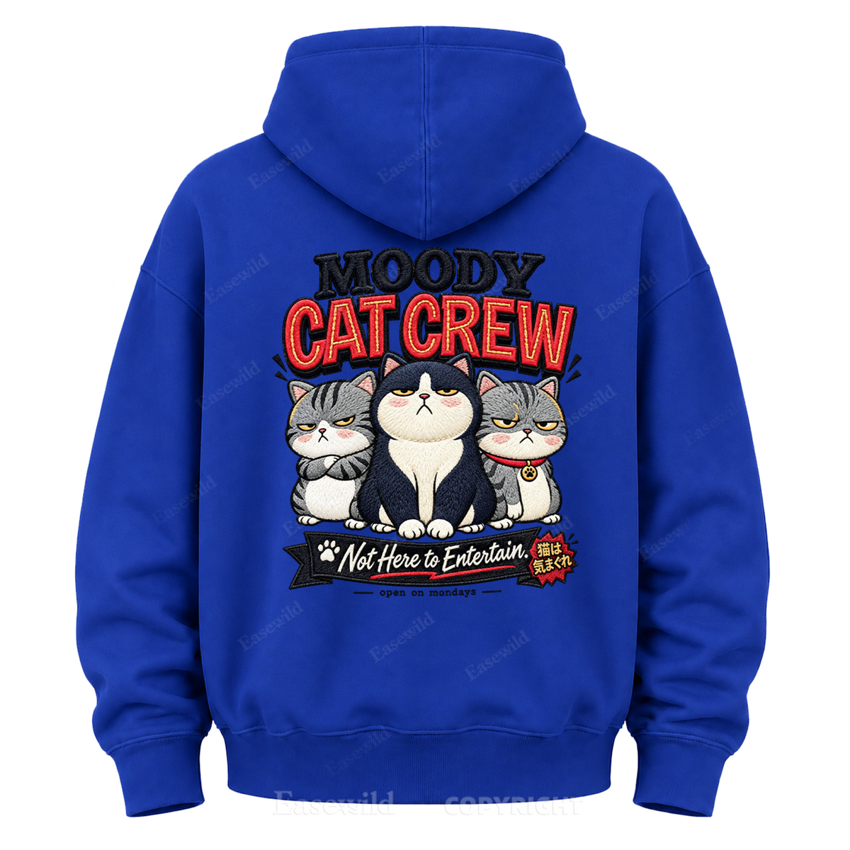 Moody Cat Crew Graphic Hoodie