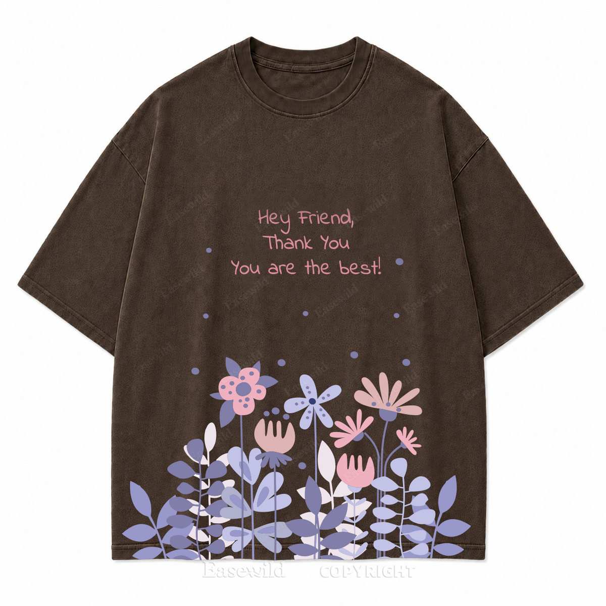 "Hey Friend, Thank You" Floral Washed Graphic T-Shirt
