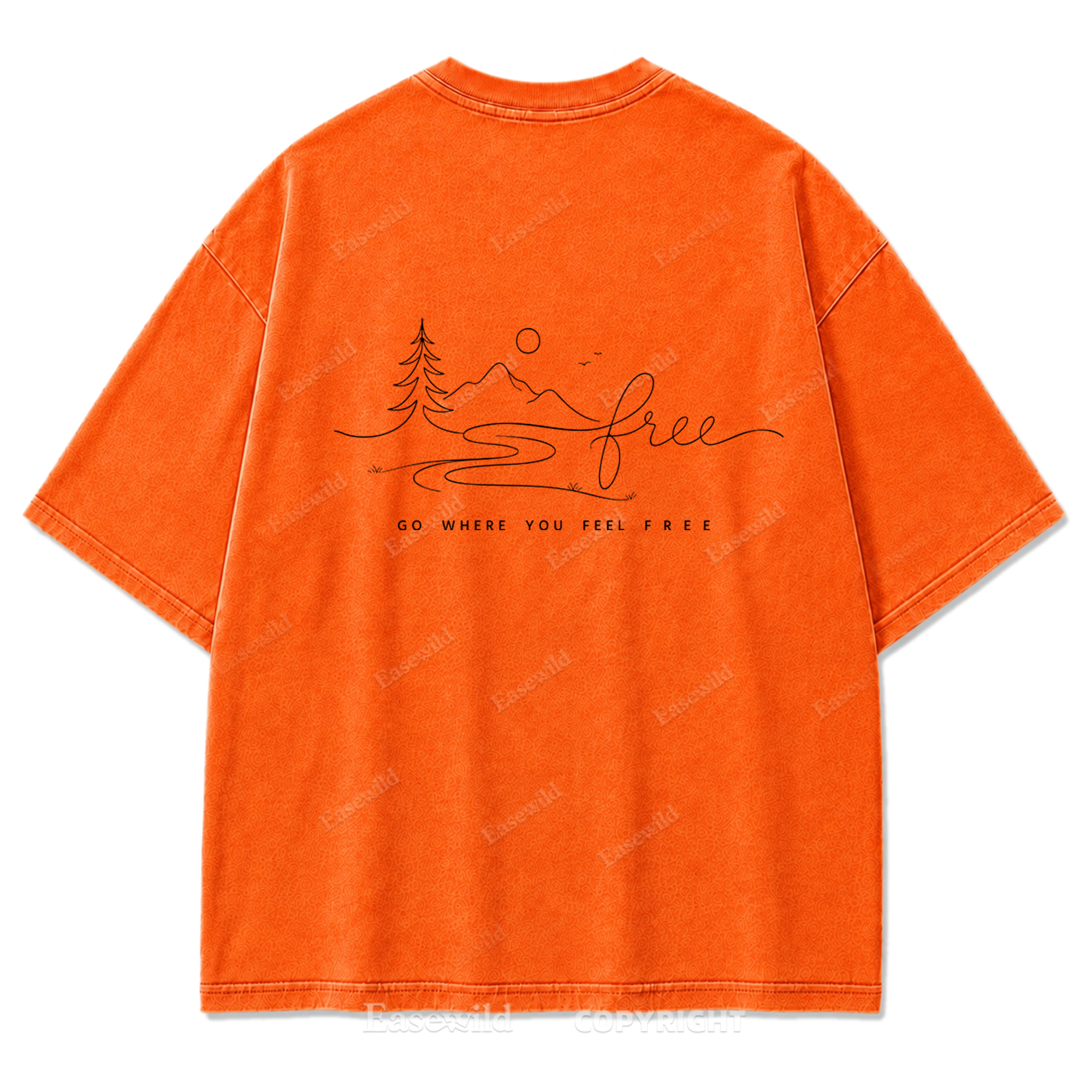 Go Where You Feel Free Mountain Washed Print Tee