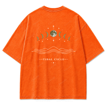 Tidal Cycle Moon Phase Washed Print T-Shirt