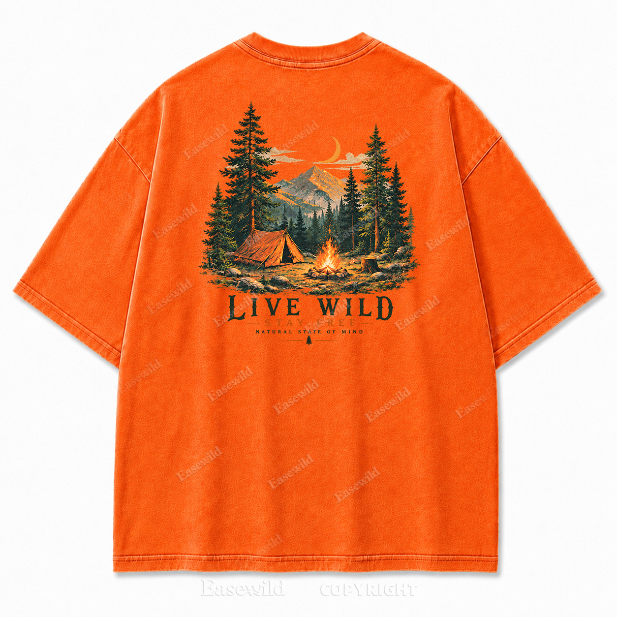 Live Wild Stay Free Vintage Camping PrintTee