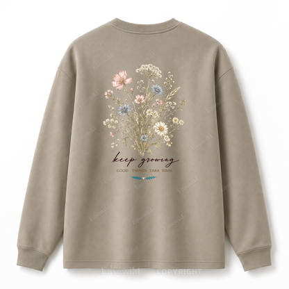 Langarmshirt mit „Keep Growing Wildflower Graphic“-Aufdruck