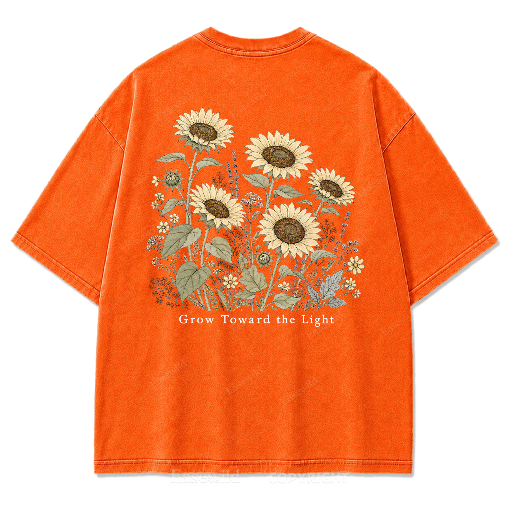 T-Shirt mit gewaschenem „Grow Toward the Light“-Print