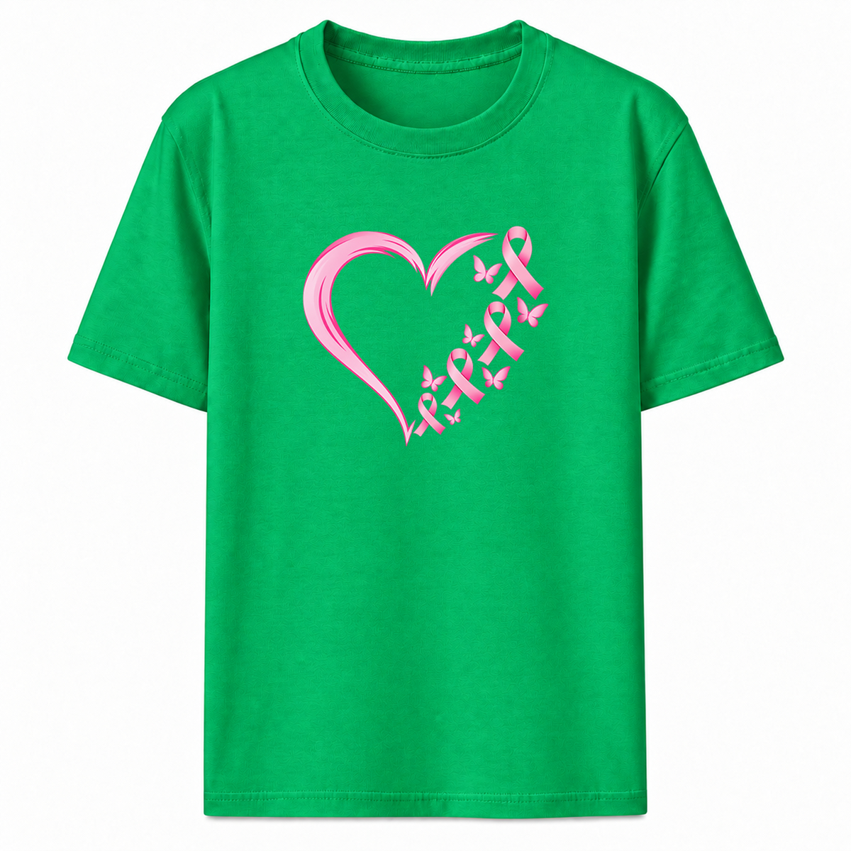 Pink Ribbon Heart Graphic T-Shirt