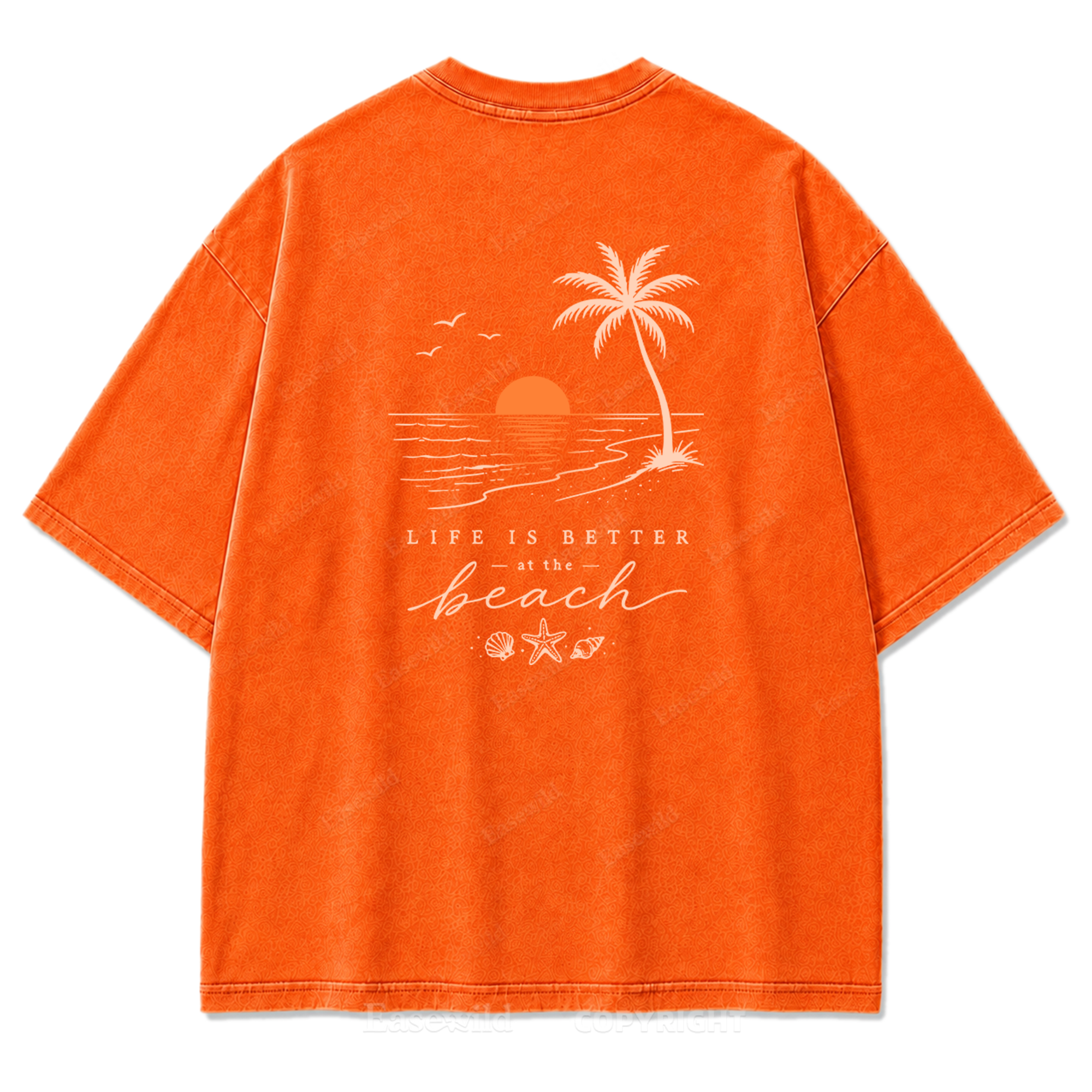 T-Shirt mit gewaschenem Aufdruck „Life Is Better at the Beach“