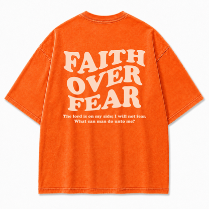 Faith Over Fear Oversized Christian Graphic Tee