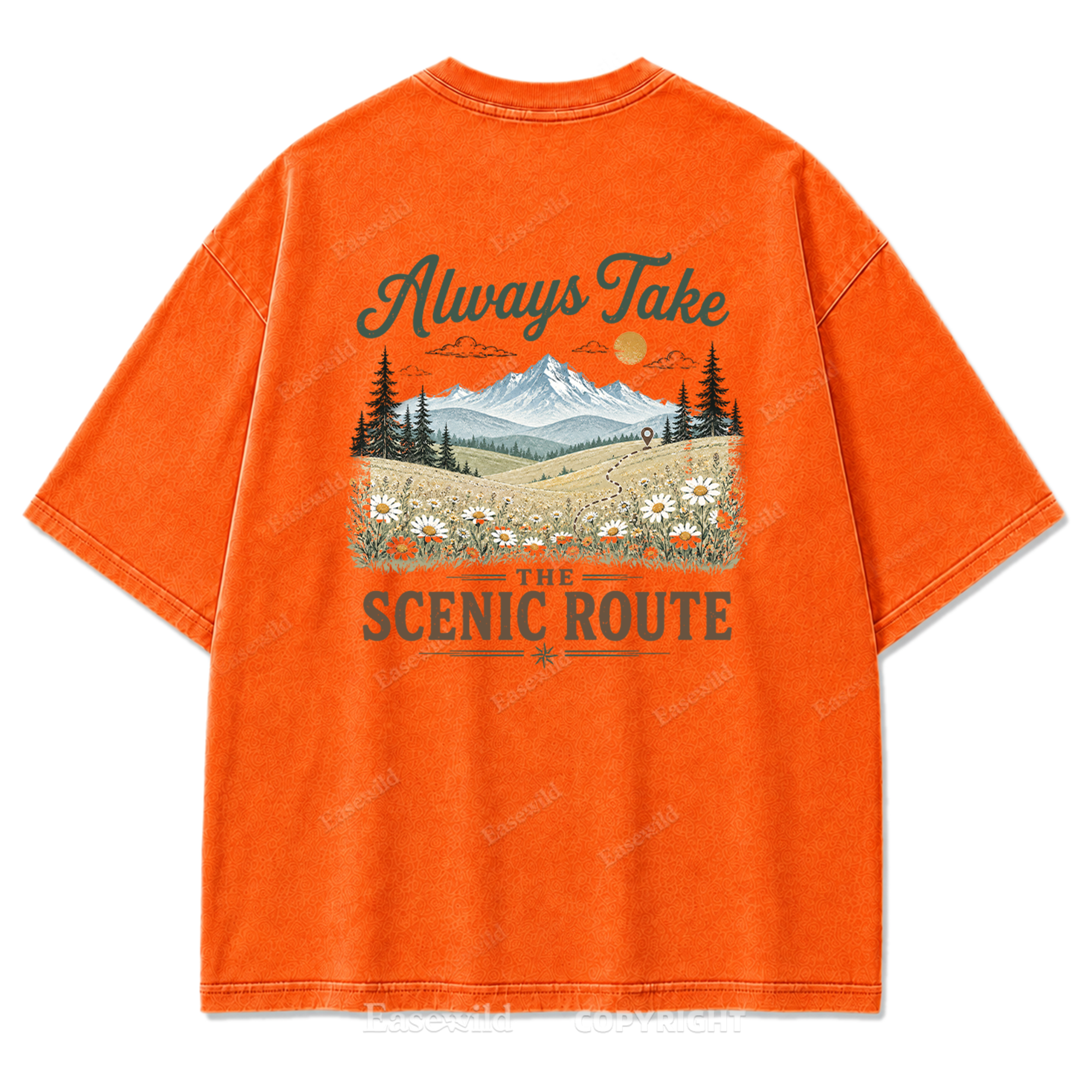 Always Take the Scenic Route Washed Print Tee