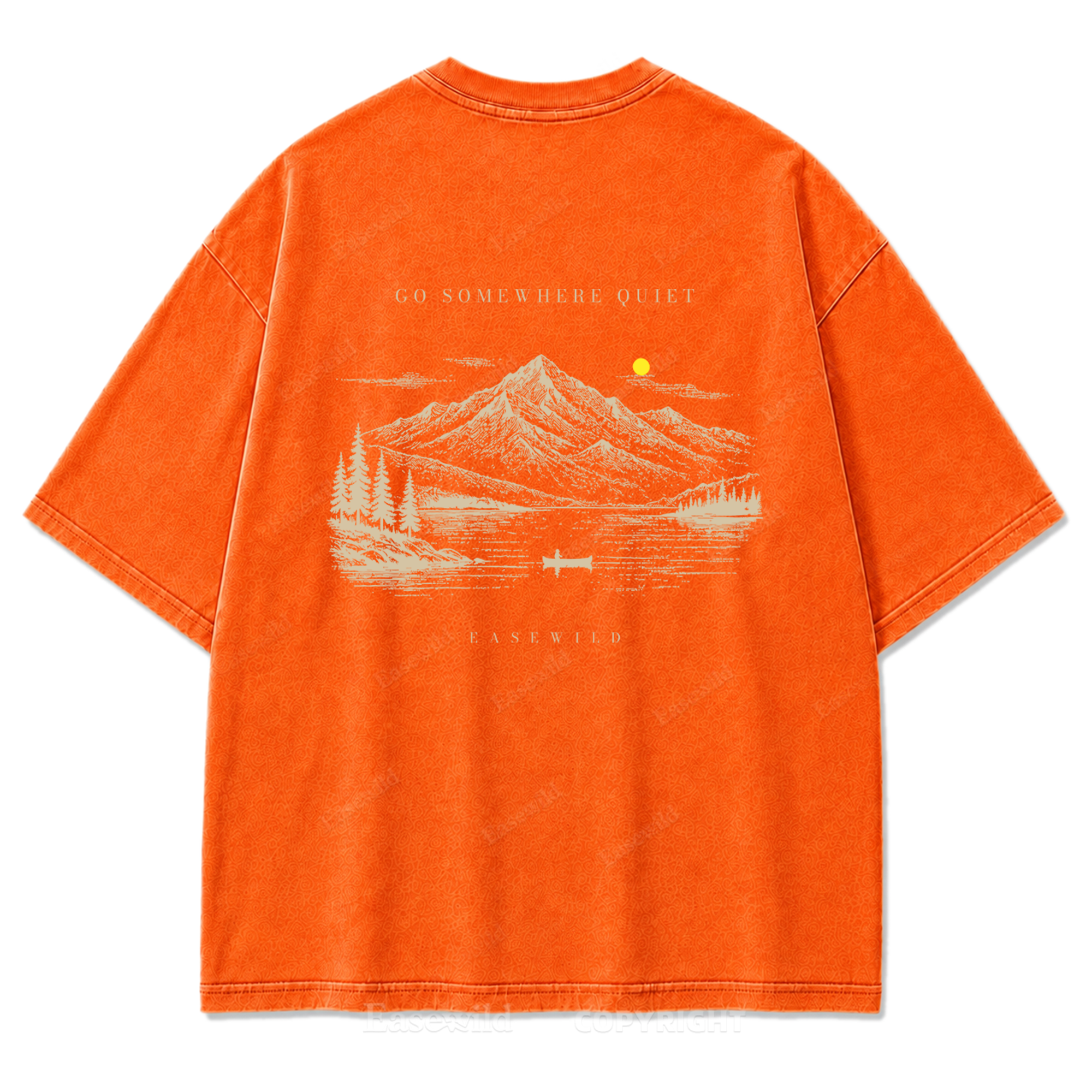 T-Shirt mit gewaschenem Druckmotiv „Ruhiger Alpensee“