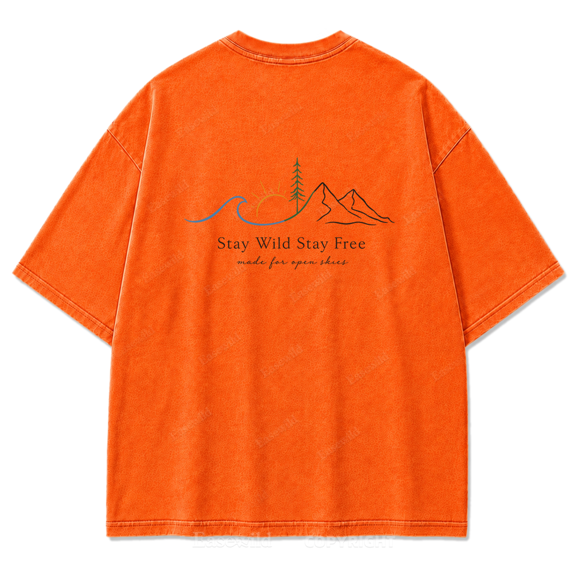Stay Wild Stay Free Horizon Washed Print Tee