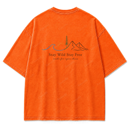 Stay Wild Stay Free Horizon Washed Print Tee