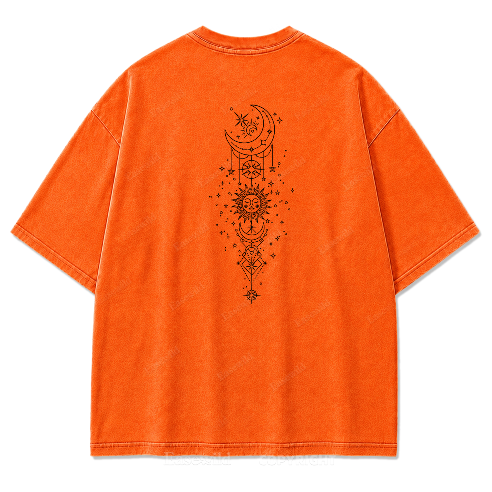 Himmlische Harmonie Sonne Mond Washed Print T-Shirt