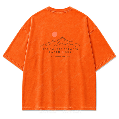 Somewhere Between Earth & Sky Washed Print T-Shirt