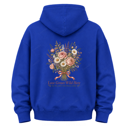 Love Grows Wild Here Vintage Floral Graphic Hoodie