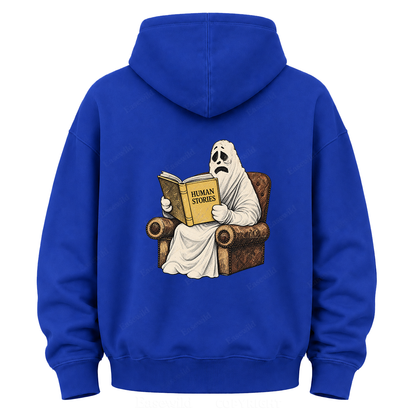 Lonely Ghost Reading Human Stories Graphic Hoodie
