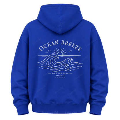 Ocean Breeze Wave Graphic Hoodie