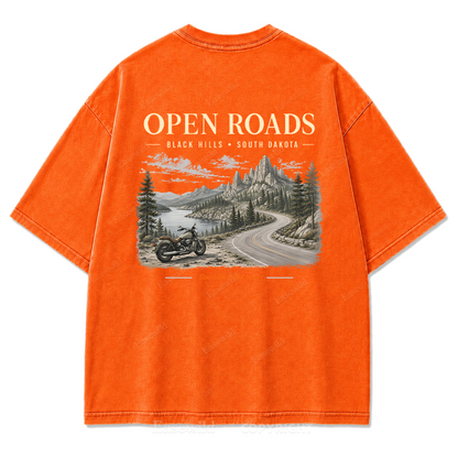 Open Roads Black Hills Washed Print Tee