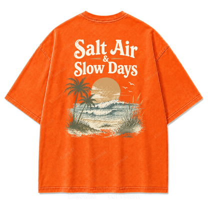 Salzige Luft und ruhige Tage Washed Print T-Shirt