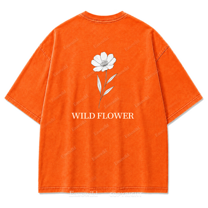 Wild Flower Line Art Washed Print Tee