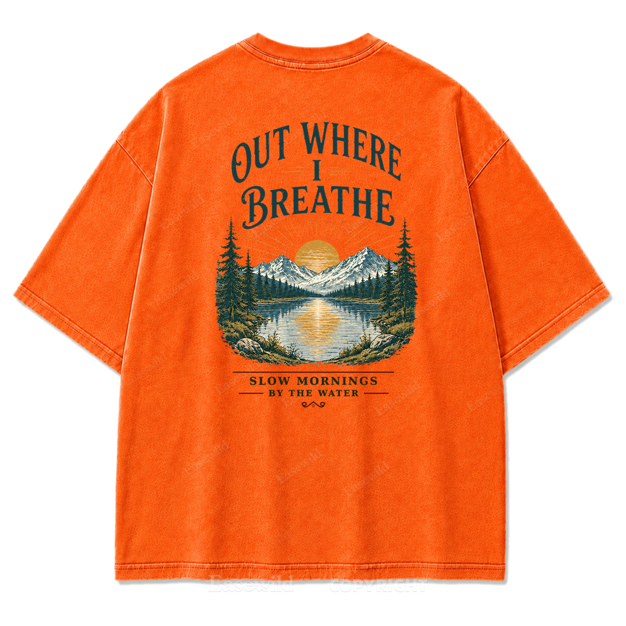 T-Shirt „Out Where I Breathe“ mit gewaschenem Print