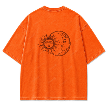 Sun and Moon Eclipse Celestial Washed Print Tee