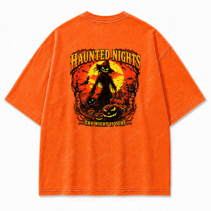 Haunted Nights Halloween Washed Graphic Tee