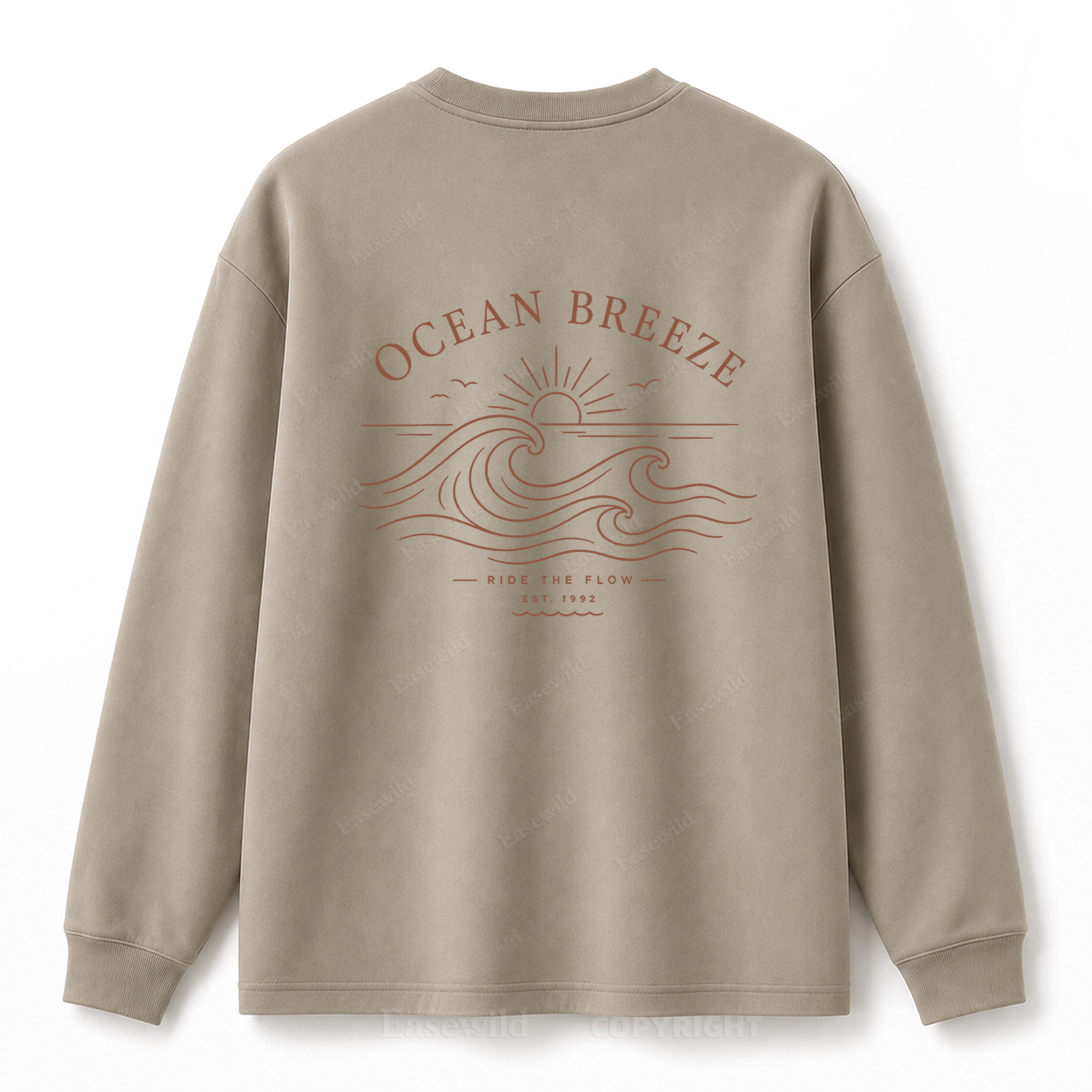 Ocean Breeze Wave Washed Graphic Long Sleeve Tee