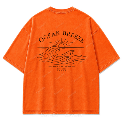 Ocean Breeze Ride The Flow Graphic Washed T-Shirt