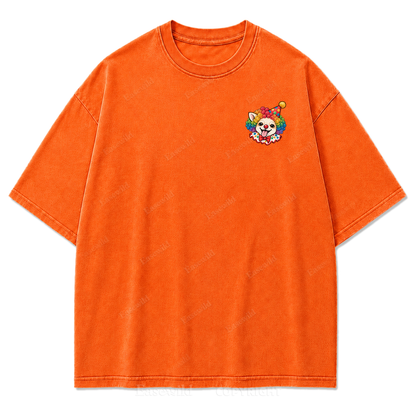 Spooky But Make It Cute Chihuahua Clown Washed Graphic T-Shirt