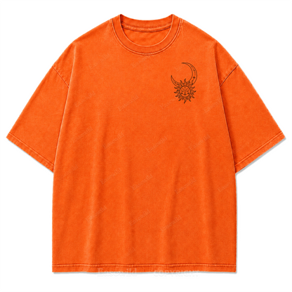Himmlische Harmonie Sonne Mond Washed Print T-Shirt