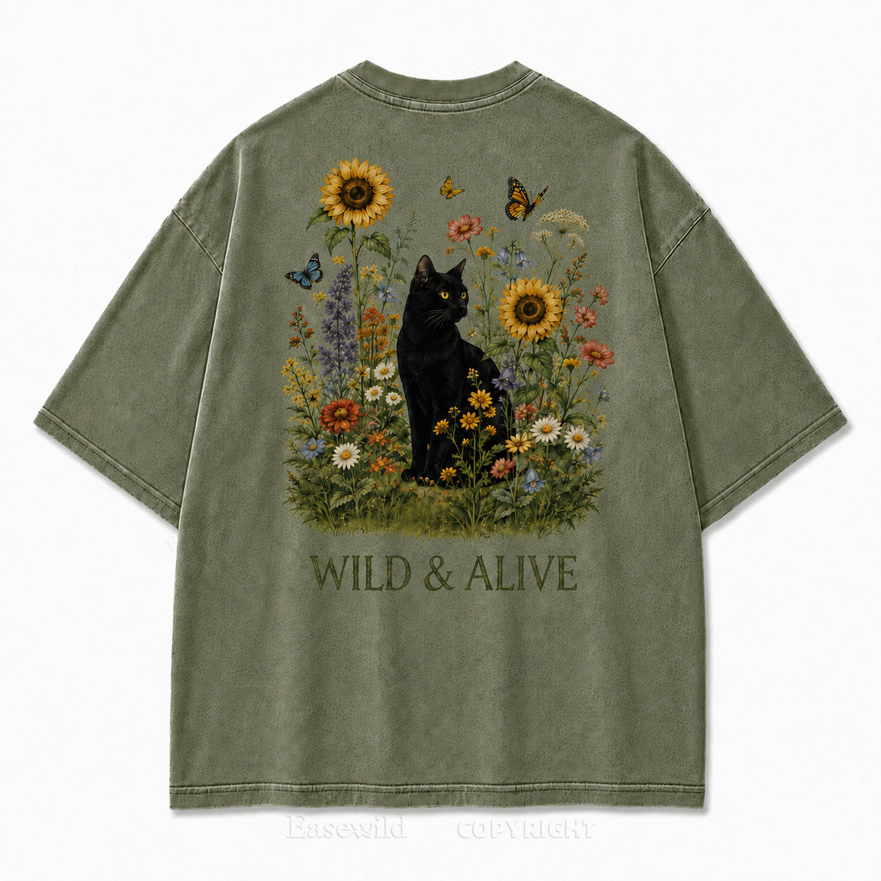 Wild Garden Black Cat Print Tee