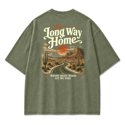 The Long Way Home Washed Print Tee
