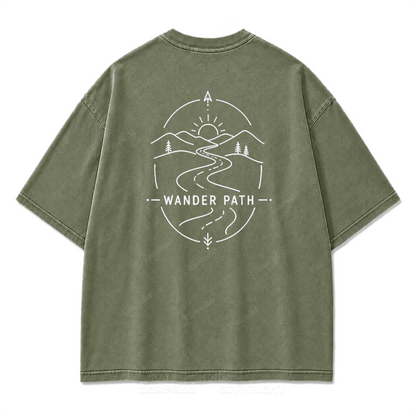 Wander Path Minimal Washed Print Tee