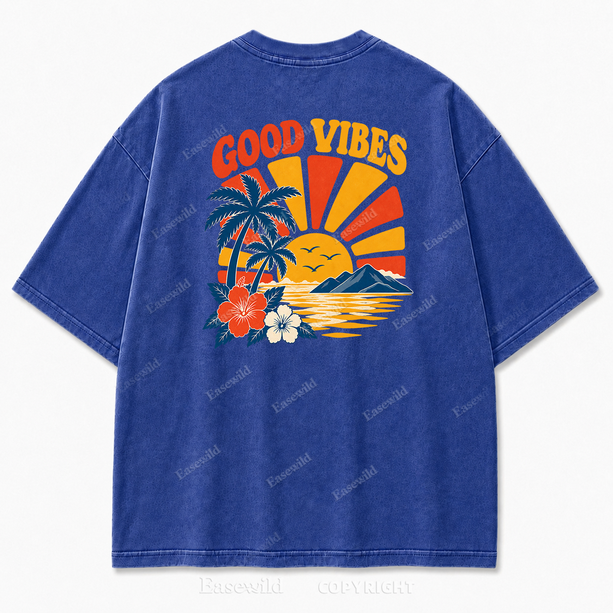 Retro Beach Sunset Oversized Graphic Tee
