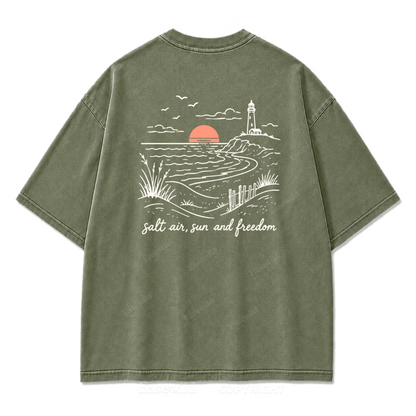 Salt Air Sun and Freedom Washed Print Tee