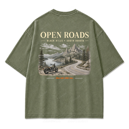 Open Roads Black Hills Washed Print Tee