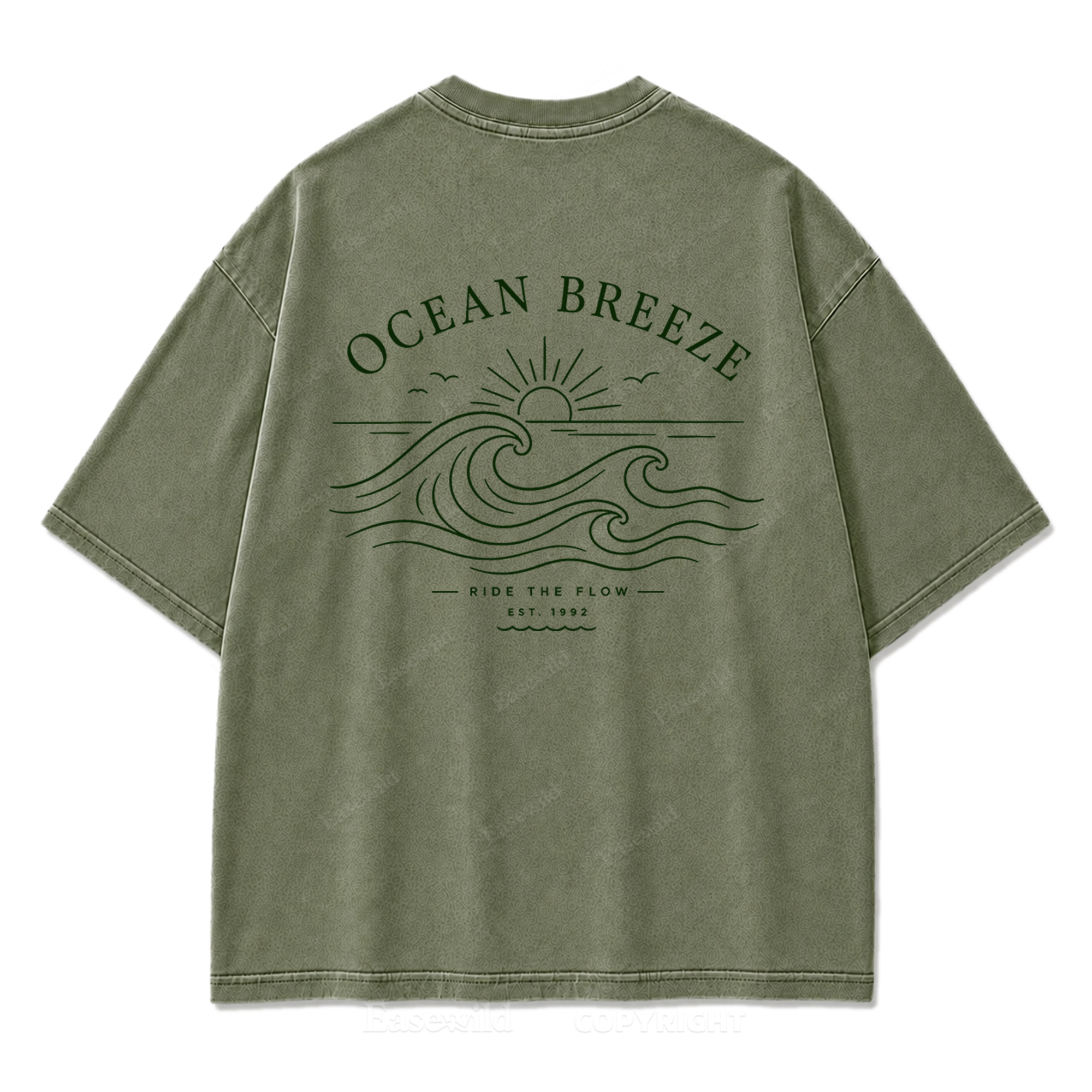 Ocean Breeze Ride The Flow Graphic Washed T-Shirt