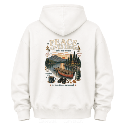 Peace Lives Here Lake Escape Graphic Hoodie