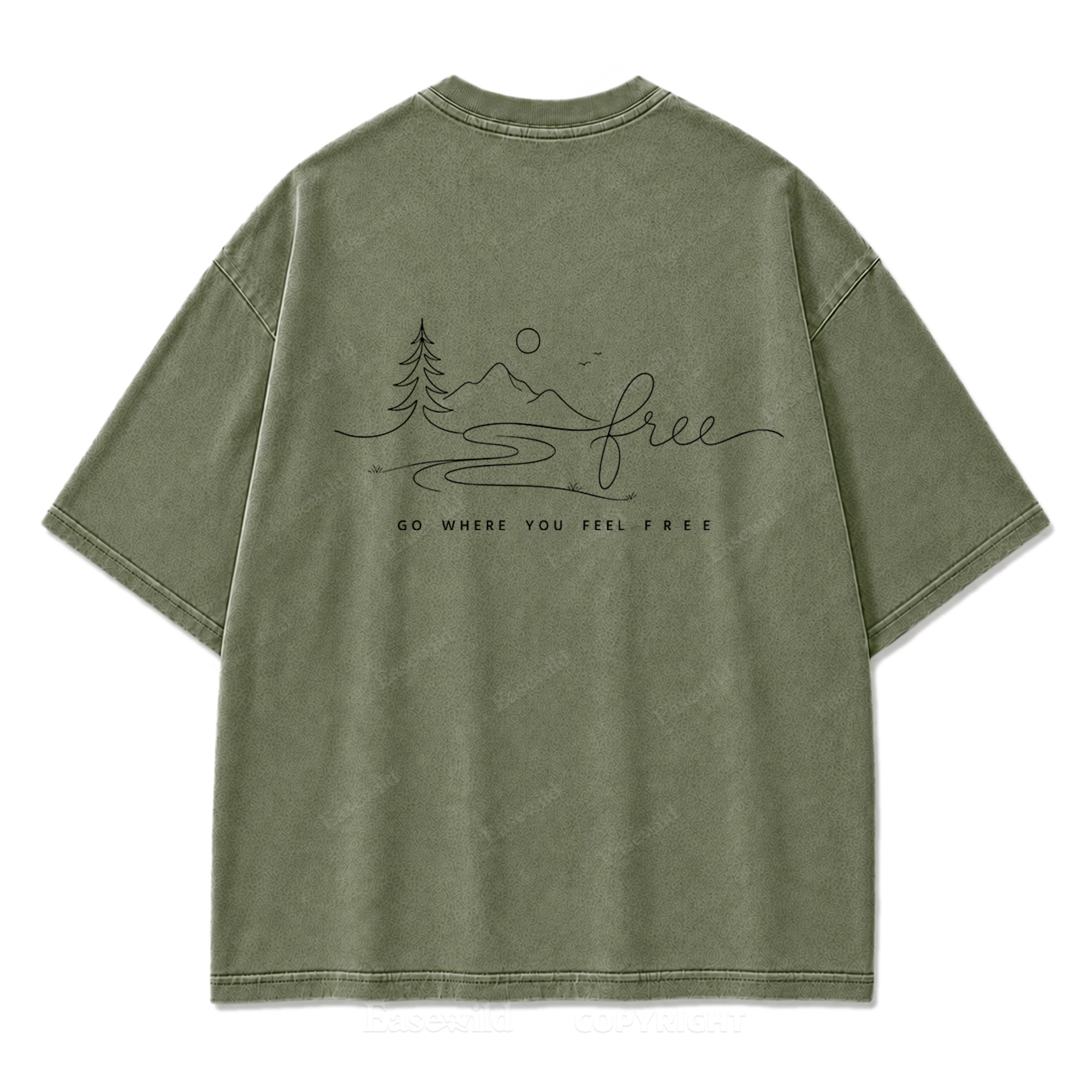 Go Where You Feel Free Mountain Washed Print Tee