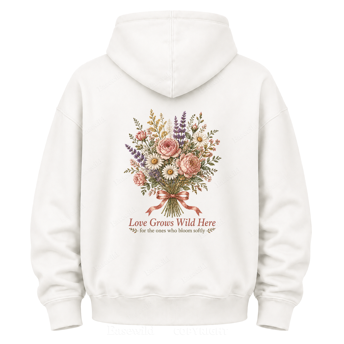 Love Grows Wild Here Vintage Floral Graphic Hoodie